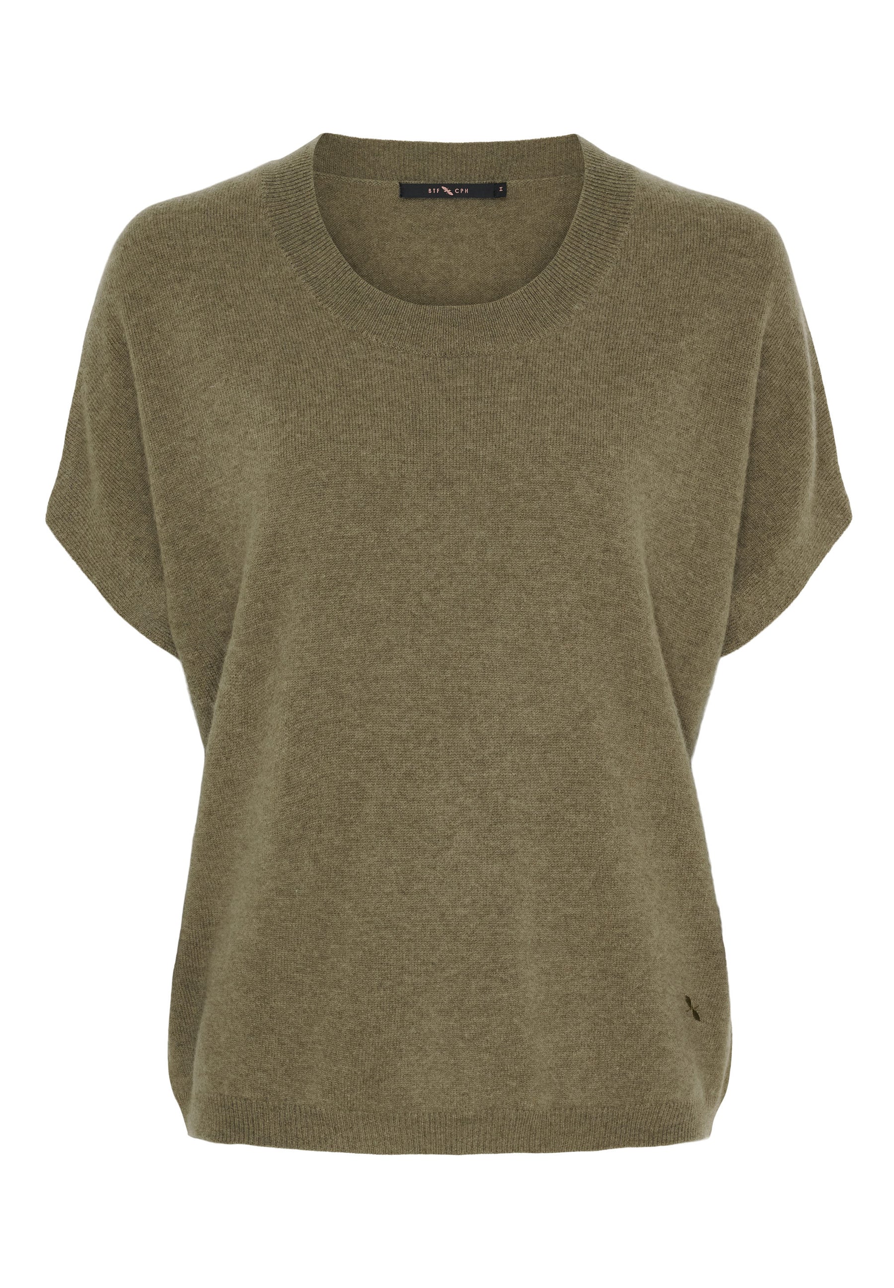 BTFCPH Finstrikket t-shirt i cashmere blanding Pullovers Olive Brown Melange