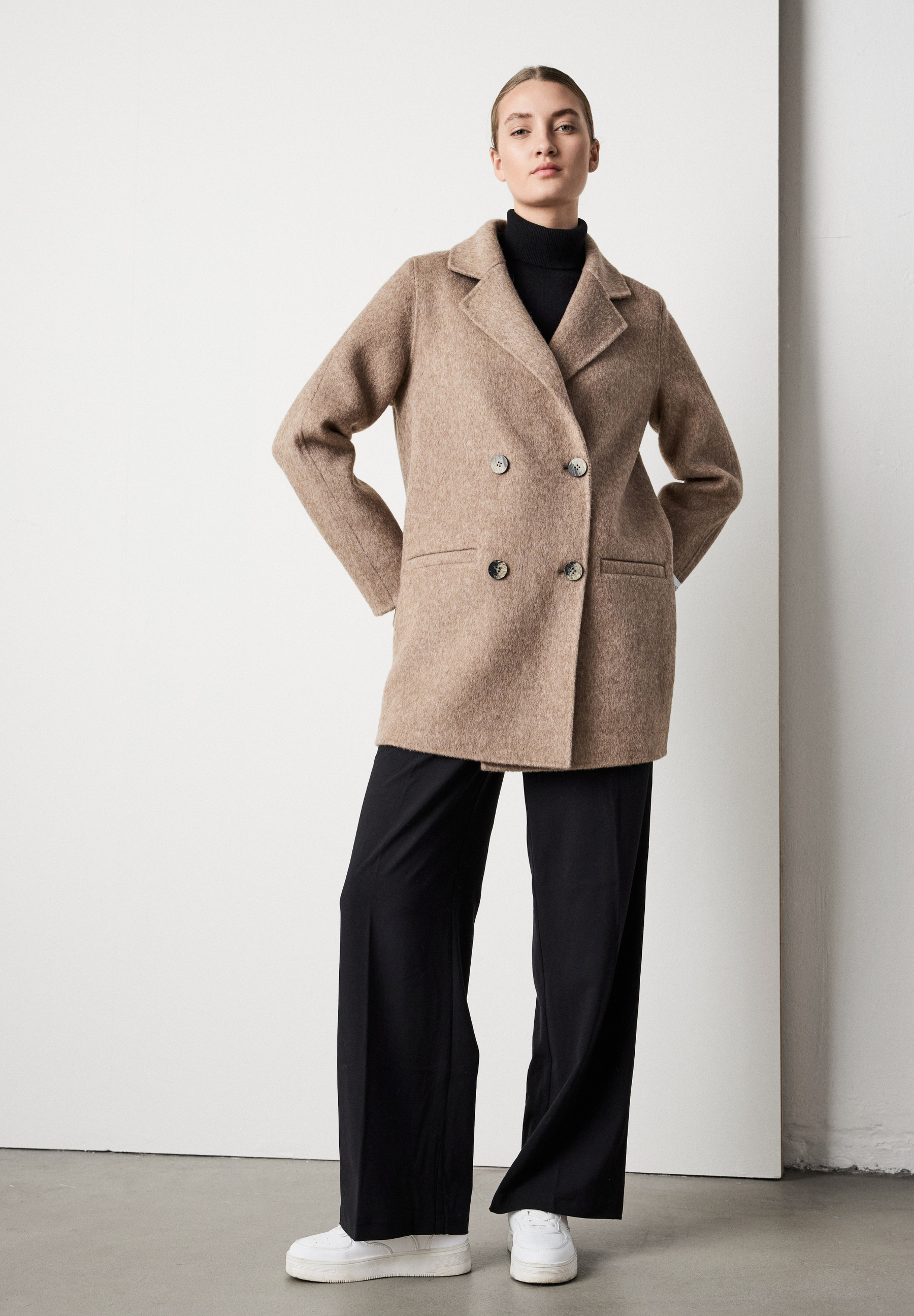 NOTYZ Frakke i alpaca uld Frakker Light Brown Melange