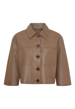 NOTYZ Jakke i læder med 3/4 ærmer Jakker Hazelnut