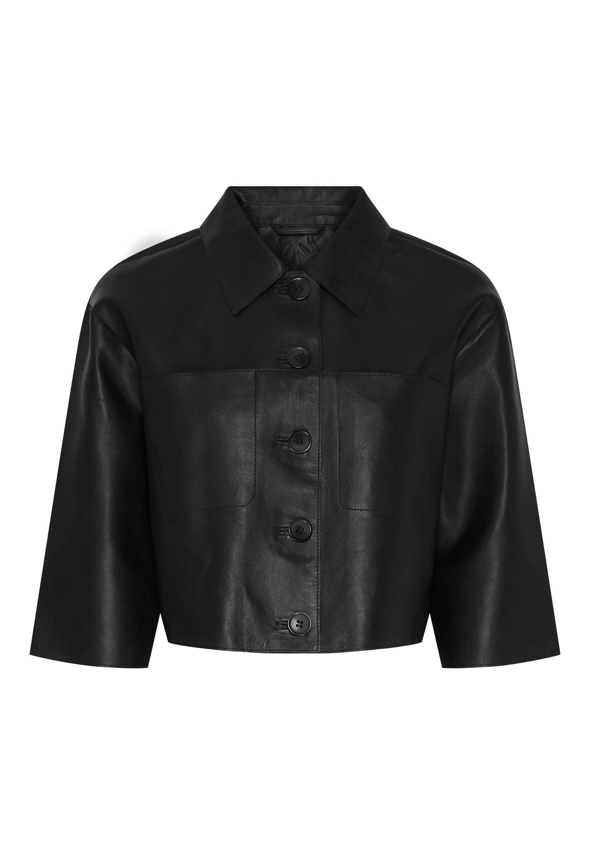 NOTYZ Jakke i læder med 3/4 ærmer Jakker Sort