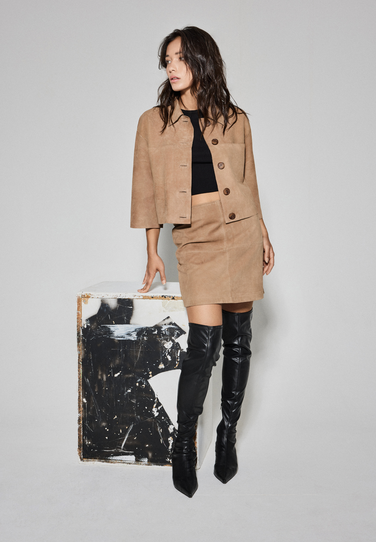 NOTYZ Jakke i ruskind med 3/4 ærmer Jakker Brun