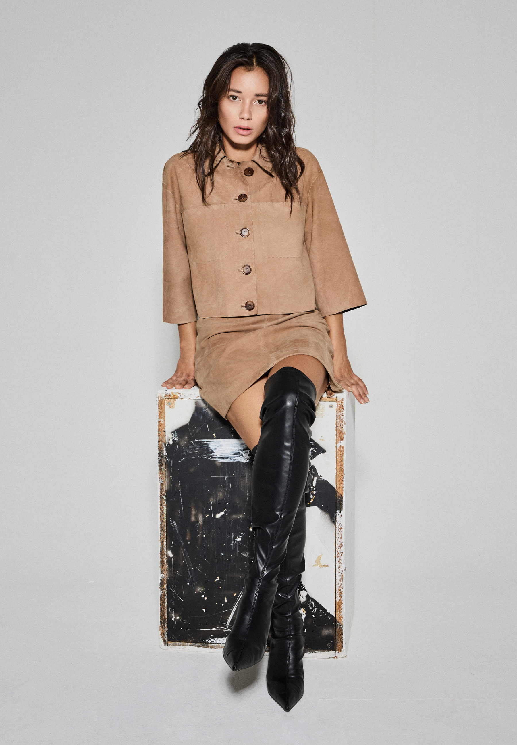 NOTYZ Jakke i ruskind med 3/4 ærmer Jakker Brun