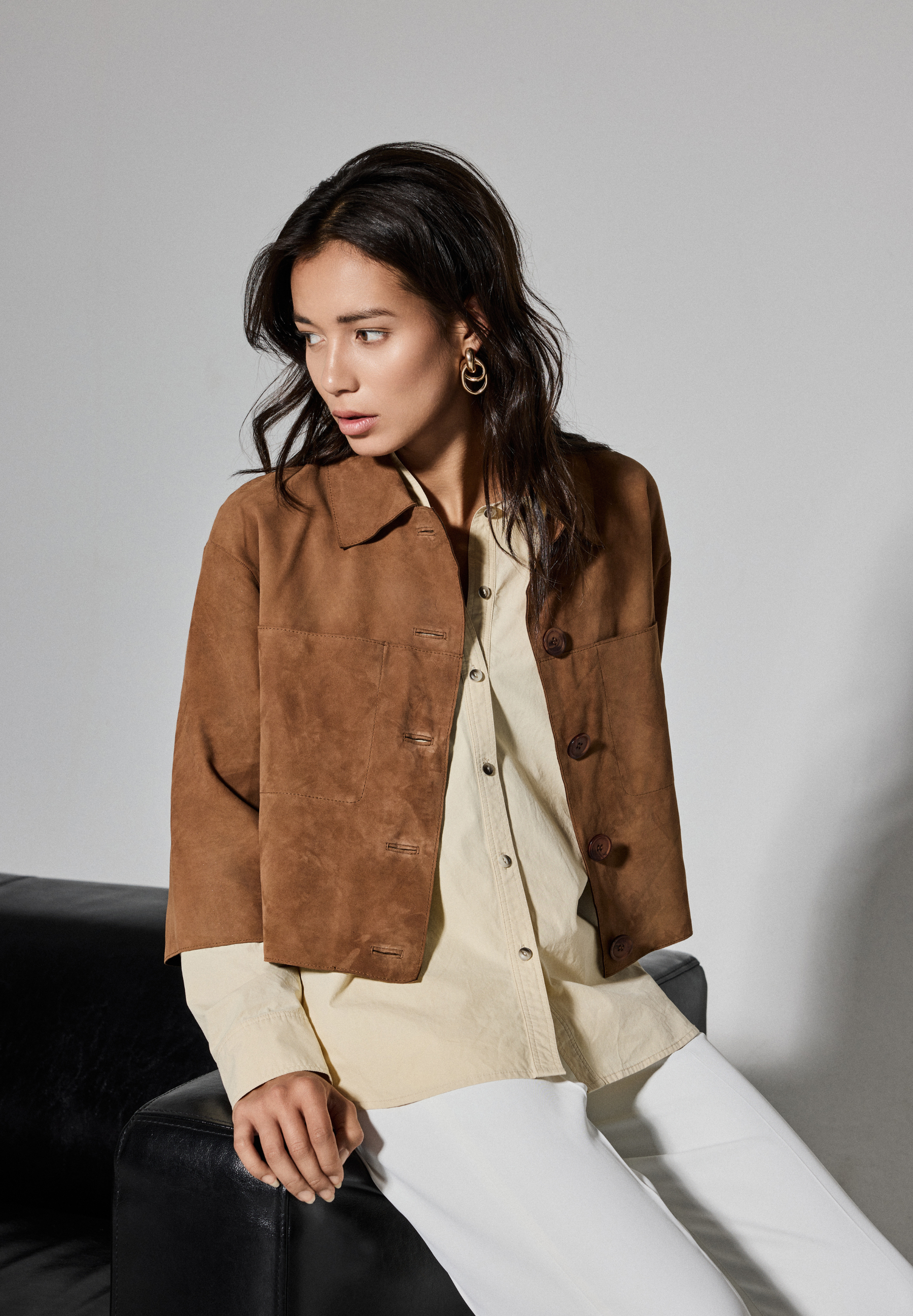 NOTYZ Jakke i ruskind med 3/4 ærmer Jakker Caramel