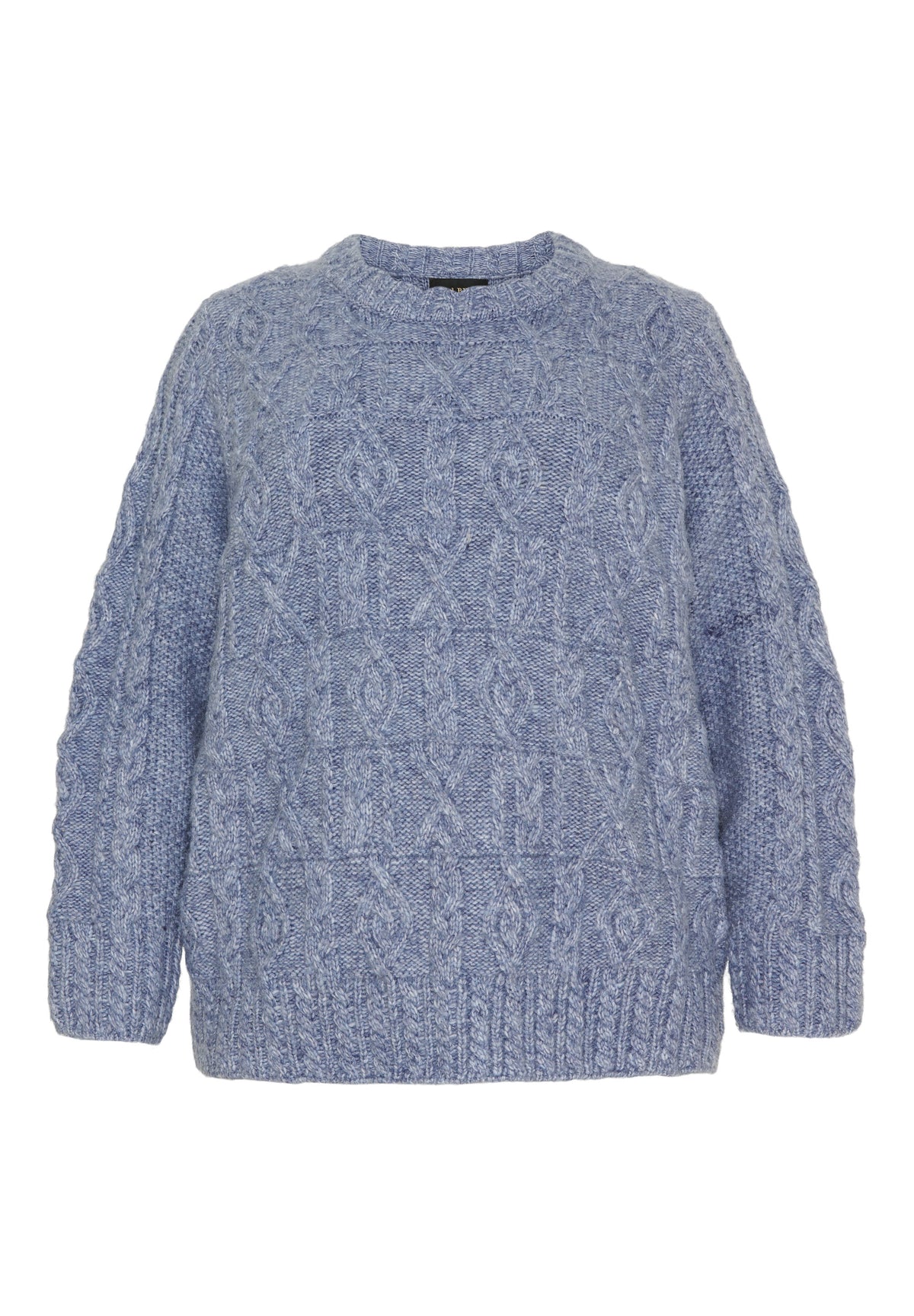 NO. 1 BY OX Kabelstrikket sweater med uld Sweaters Blå