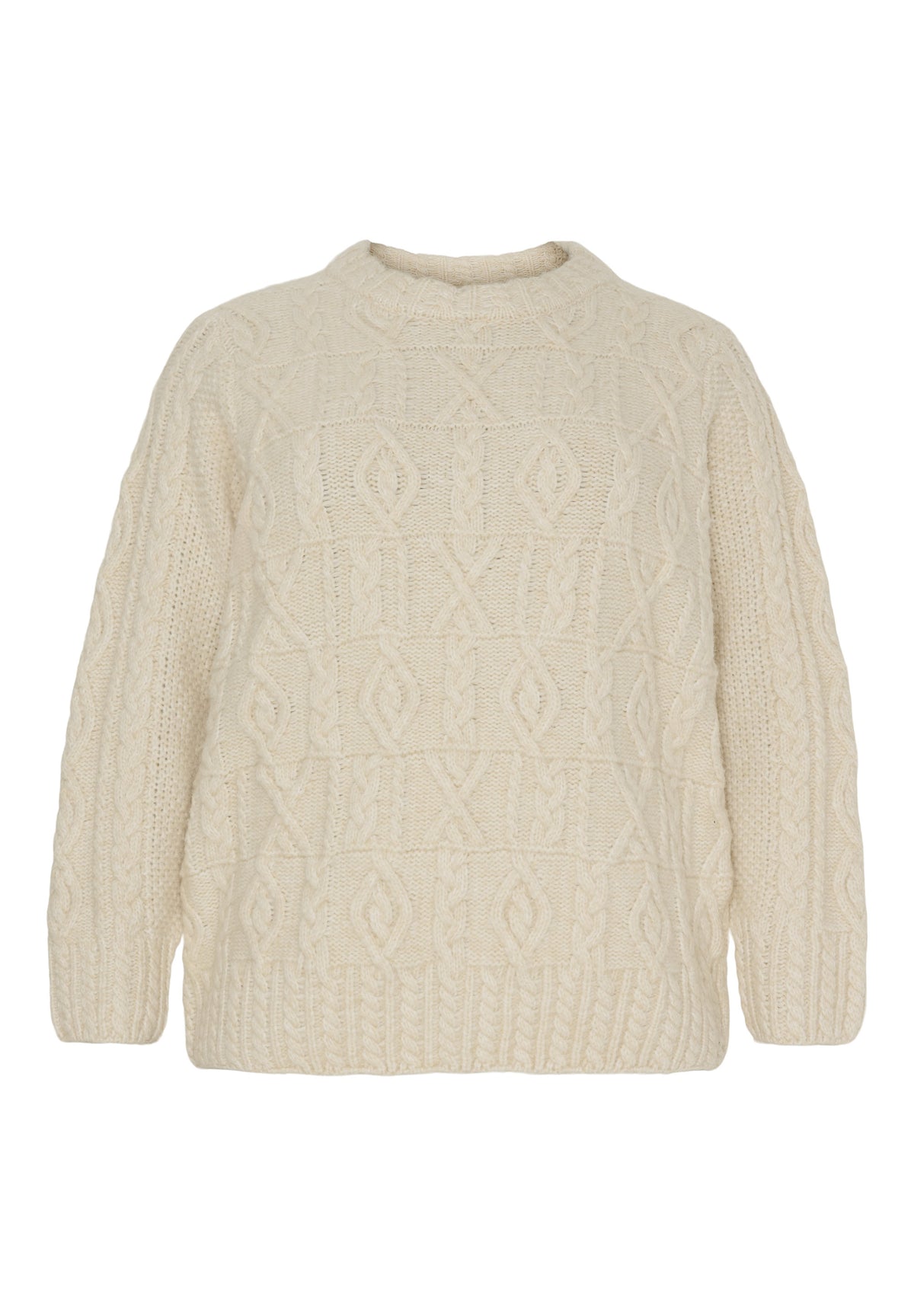 NO. 1 BY OX Kabelstrikket sweater med uld Sweaters Light Cream Melange