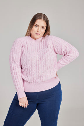 NO. 1 BY OX Kabelstrikket trøje Sweaters Rosa