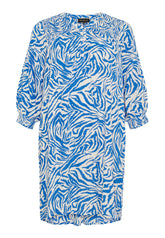 NO. 1 BY OX Kjole med 3/4 ærmer Kjoler Cream w deep blue animal print