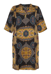 NO. 1 BY OX Kjole med V-udskæring Kjoler Black w multicolored paisley print