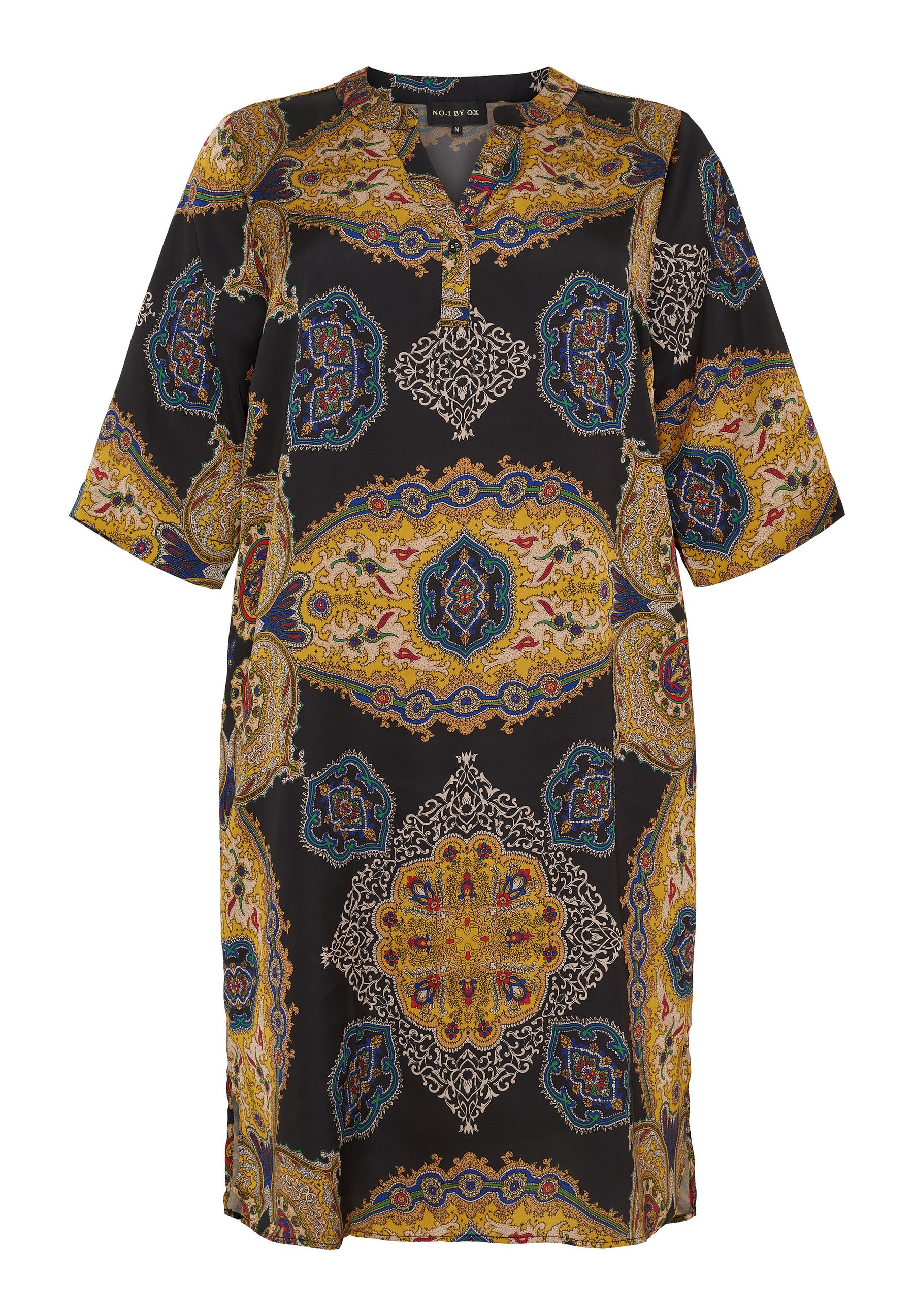 NO. 1 BY OX Kjole med V-udskæring Kjoler Black w multicolored paisley print