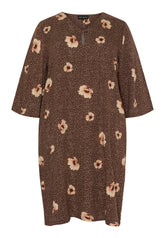 NO. 1 BY OX Kjole med blomster Kjoler Mocca Brown w Nude Flowers