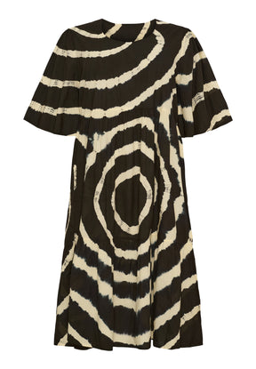 NO. 1 BY OX Kjole med cirkelmønster Kjoler Black and white tie dye