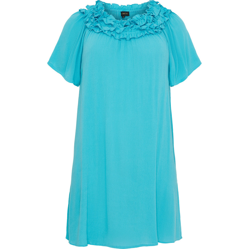 NO. 1 BY OX Kjole med flæser omkring hals Kjoler Scuba blue
