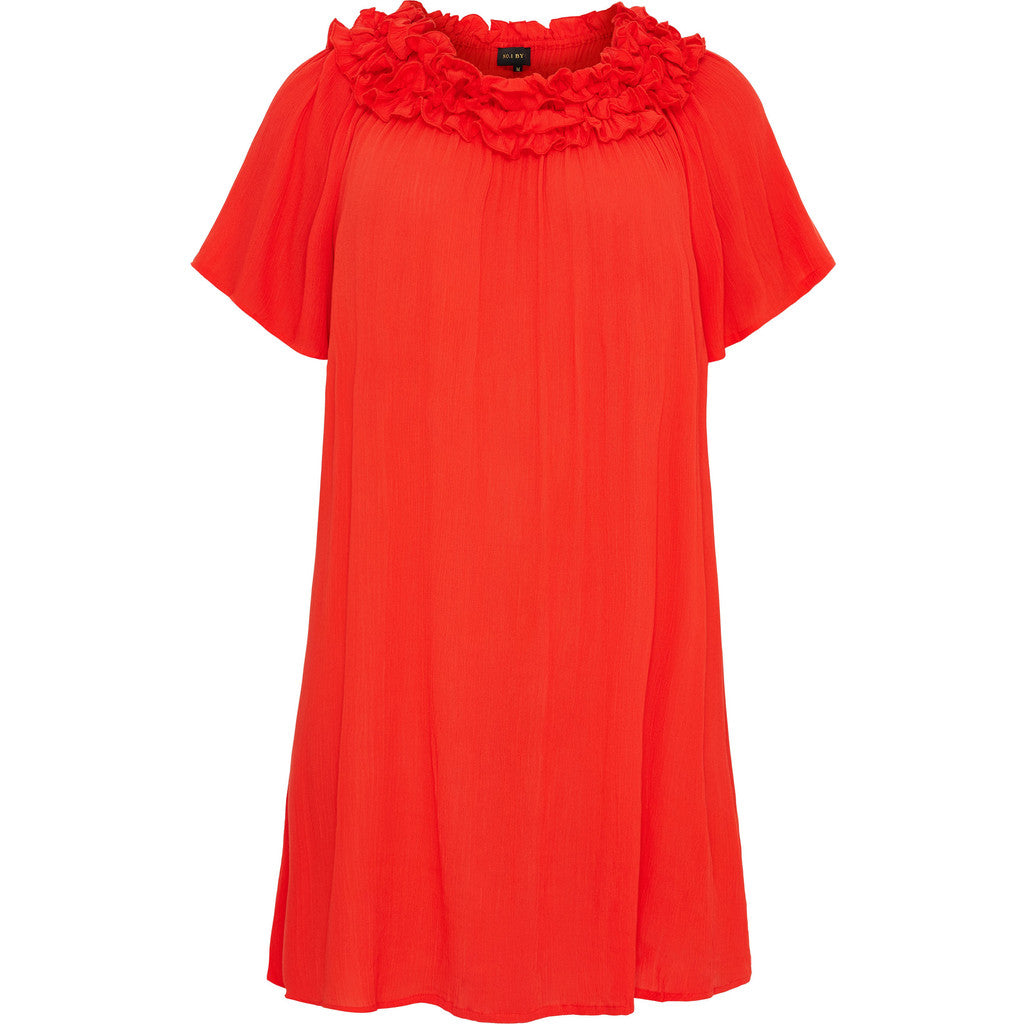 NO. 1 BY OX Kjole med flæser omkring hals Kjoler Tomato Red
