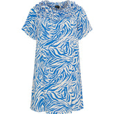 NO. 1 BY OX Kjole med flæser omkring hals Kjoler Cream w deep blue animal print