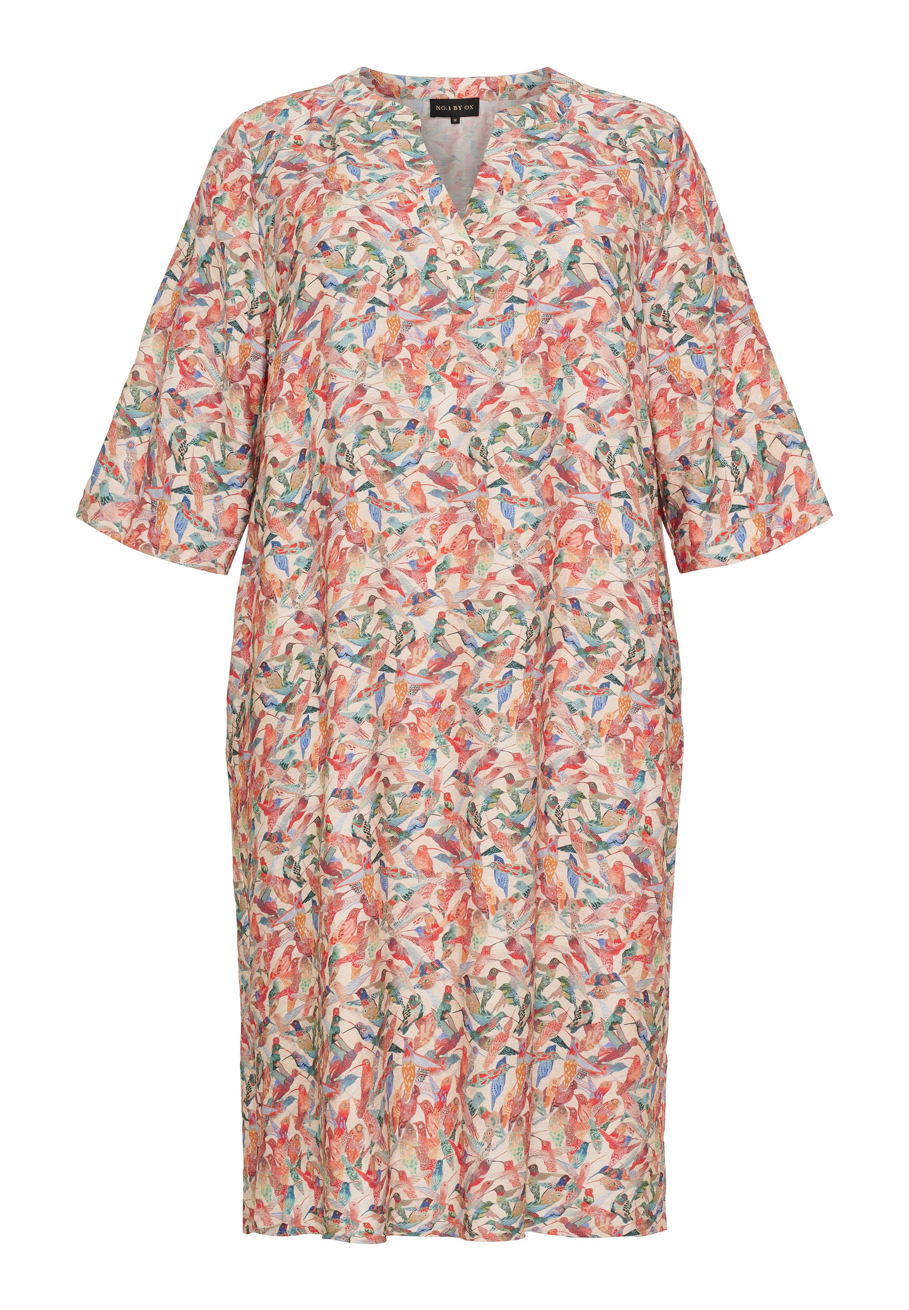 NO. 1 BY OX Kjole med fugleprint Kjoler Cream w coloured birds