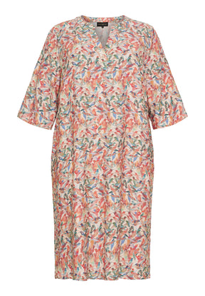 NO. 1 BY OX Kjole med fugleprint Kjoler Cream w coloured birds