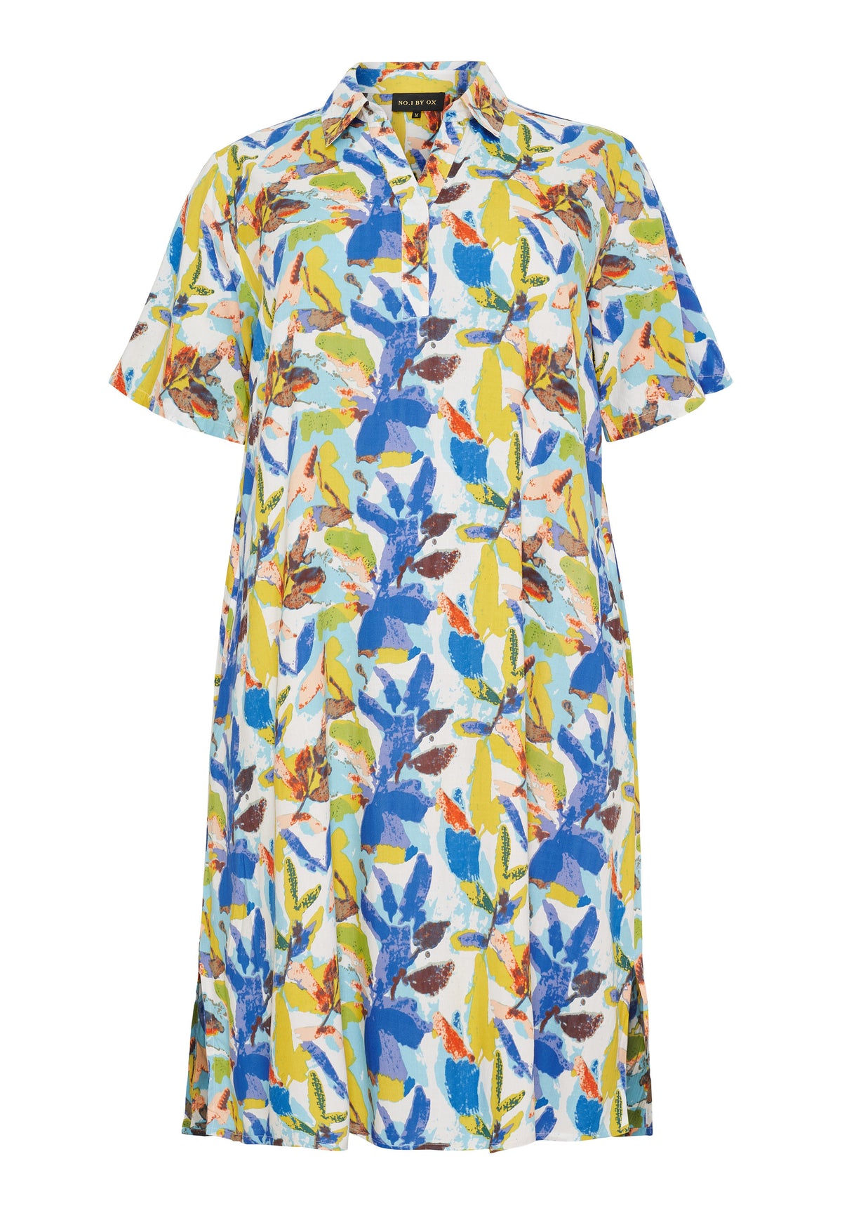 NO. 1 BY OX Kjole med klassisk krave Kjoler Cream w blue and yellow flowers