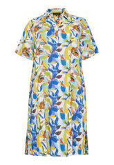 NO. 1 BY OX Kjole med klassisk krave Kjoler Cream w blue and yellow flowers