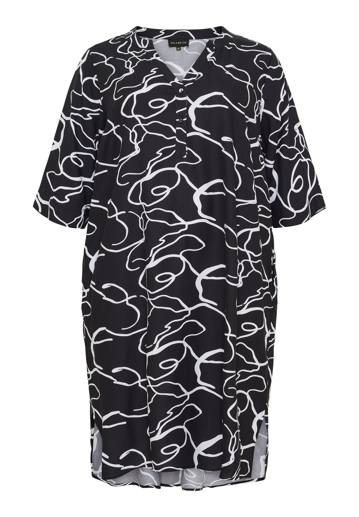 NO. 1 BY OX Kjole med mønster Kjoler Black w White swirls