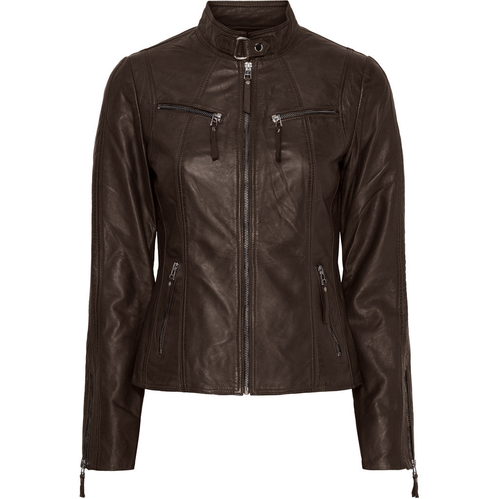 BTFCPH Klassisk biker læderjakke Jakker Dark Truffle w. Gunmetal acc.