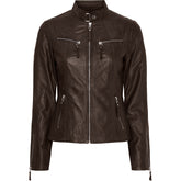 BTFCPH Klassisk biker læderjakke Jakker Dark Truffle w. Shiny Silver acc.
