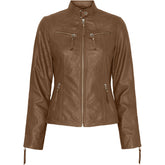 BTFCPH Klassisk biker læderjakke Jakker Nude Brown w. Silver acc.