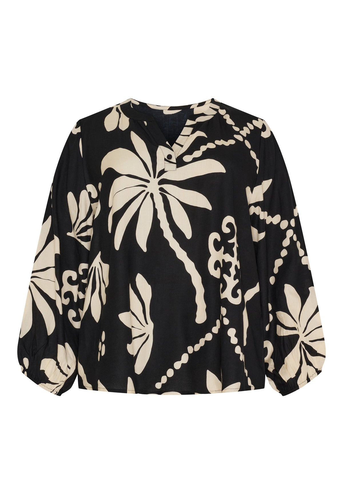 NO. 1 BY OX Klassisk bluse med mønster Bluser Black/White leaf print
