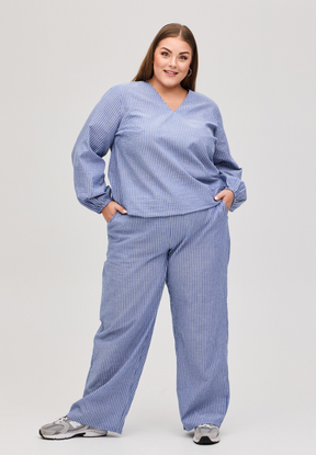 NO. 1 BY OX Klassisk bukser med vidde Bukser Denim blue pinstripes