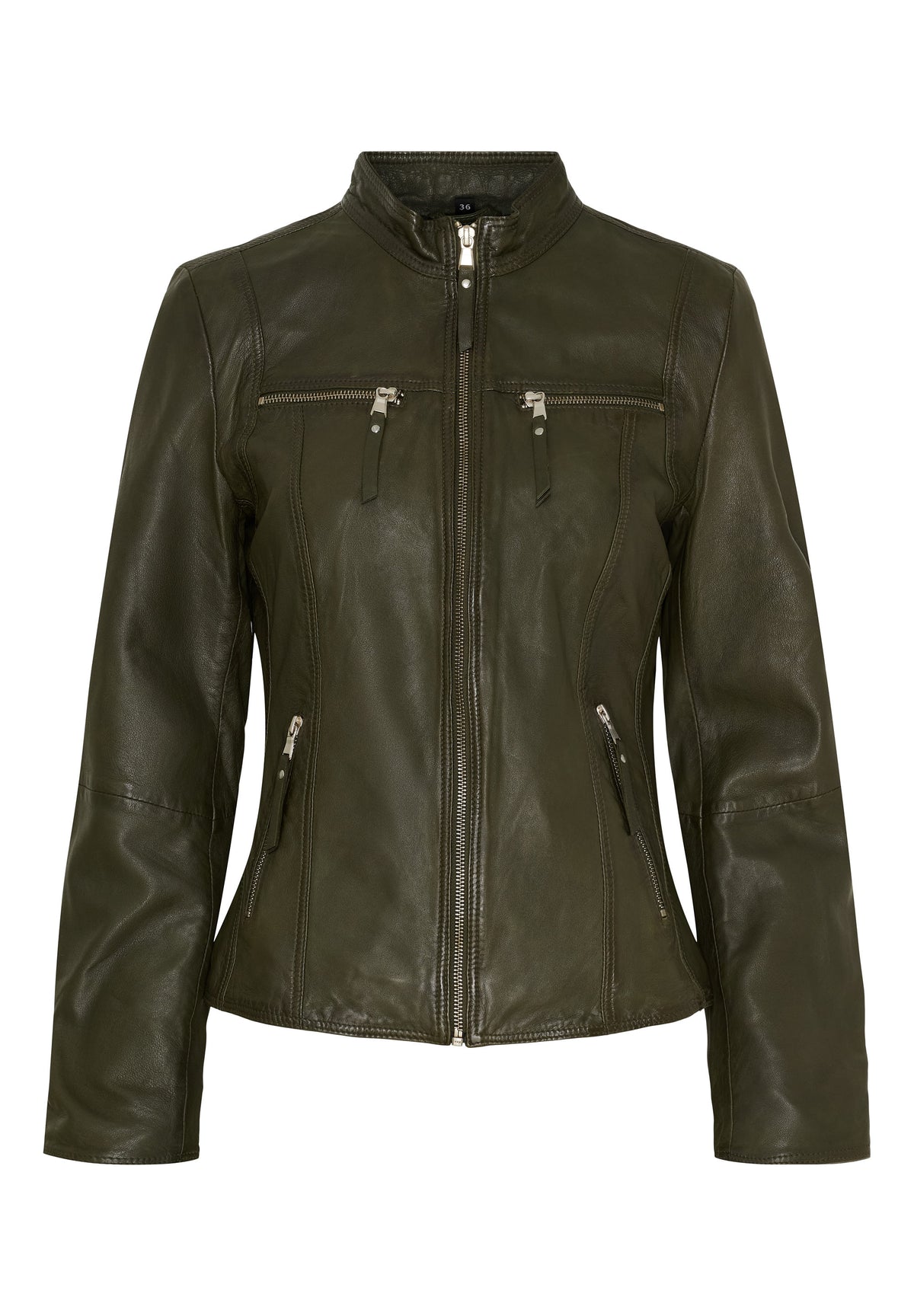 NOTYZ Klassisk og tidløs læderjakke Jakker Dark Leaf Green w Silver acc.