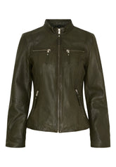 NOTYZ Klassisk og tidløs læderjakke Jakker Dark Leaf Green w Silver acc.