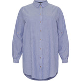 NO. 1 BY OX Klassisk stribet skjortekjole Skjorter Denim blue pinstripes