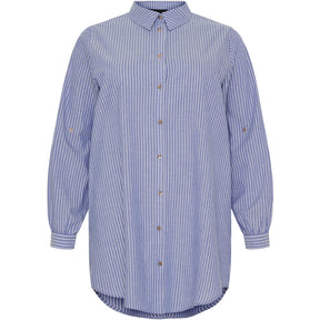 NO. 1 BY OX Klassisk stribet skjortekjole Skjorter Denim blue pinstripes