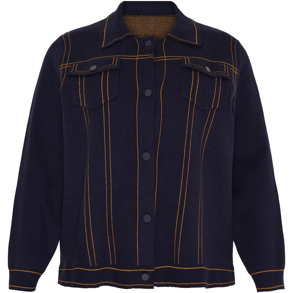 NO. 1 BY OX Knitted Jeans Cardigan Cardigans Blå