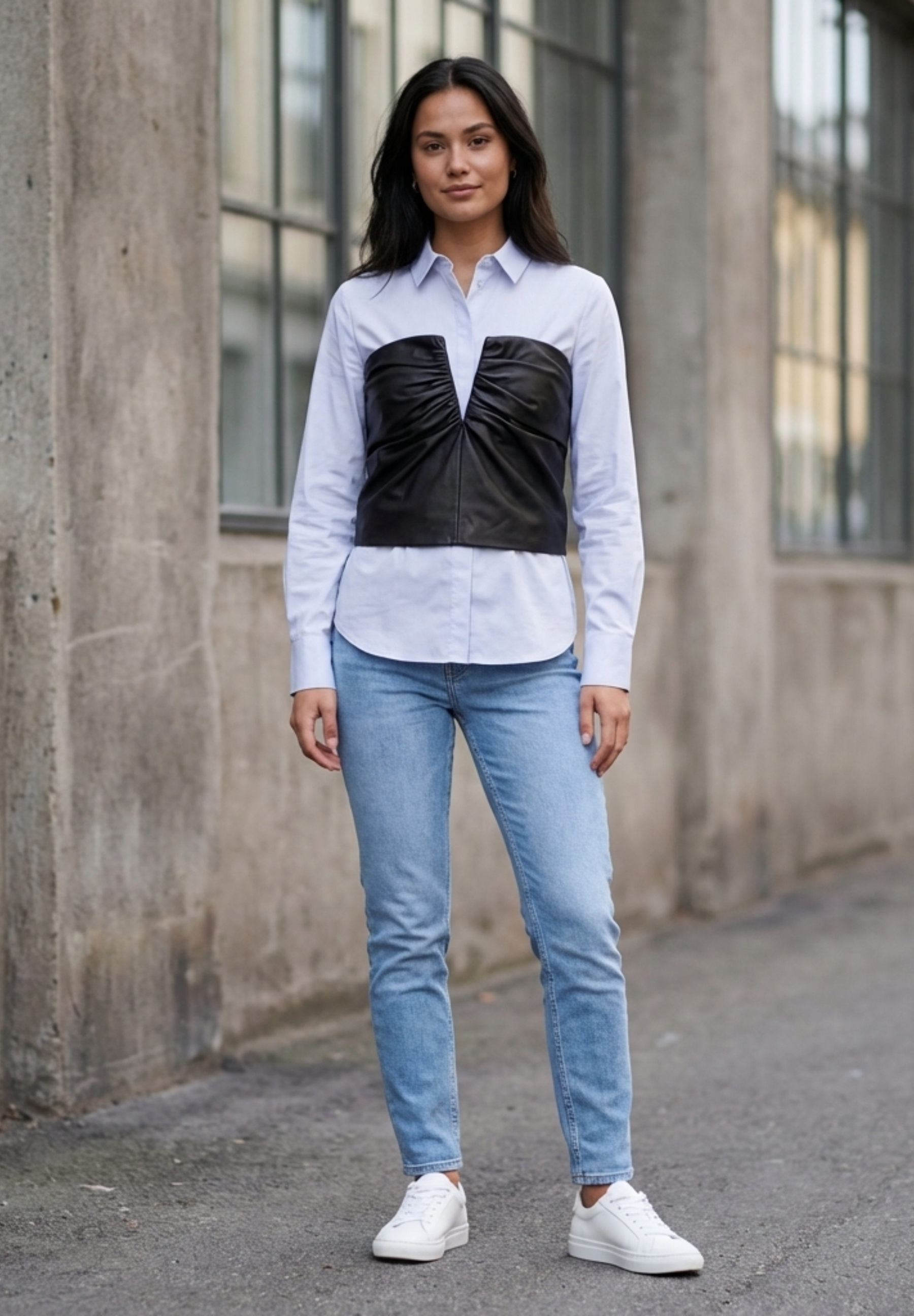 NOTYZ Korsettop i lammeskind Tops Sort