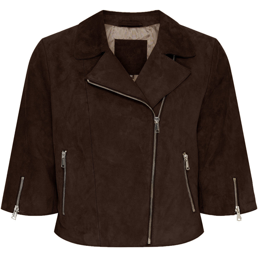 NOTYZ Kort jakke i ruskind Blazers Dark Chocolate Brown w. Silver acc.