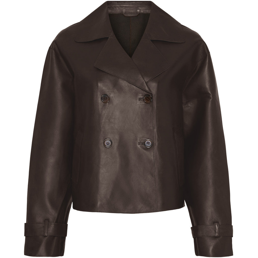 BTFCPH Kort trenchcoat i læder Jakker Dark Truffle