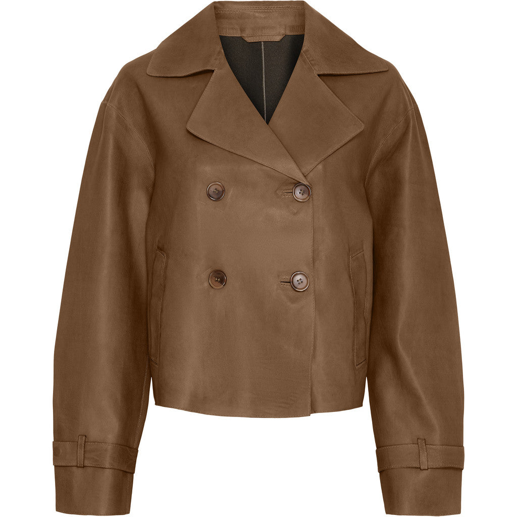 BTFCPH Kort trenchcoat i læder Jakker Nude Brown