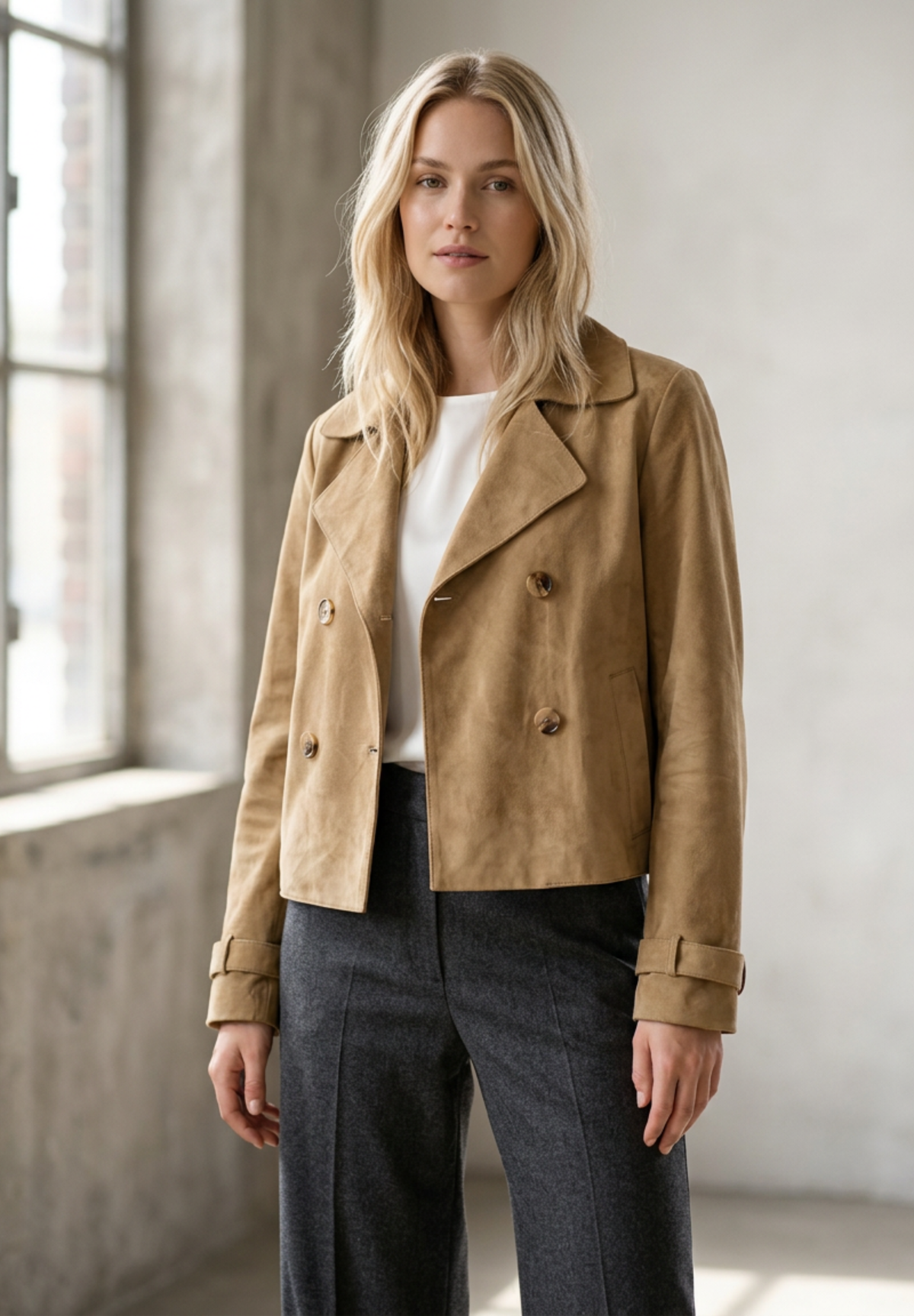 BTFCPH Kort trenchcoat i ruskind Jakker Beige