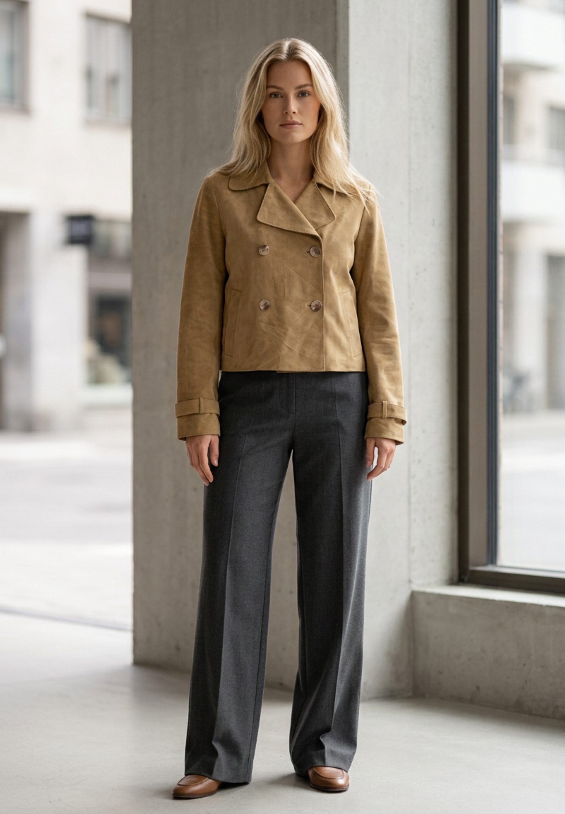 BTFCPH Kort trenchcoat i ruskind Jakker Beige