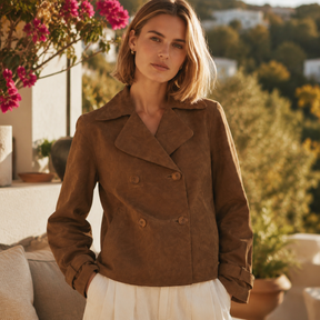 BTFCPH Kort trenchcoat i ruskind Jakker Caramel