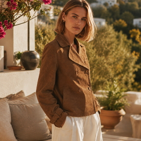 BTFCPH Kort trenchcoat i ruskind Jakker Caramel