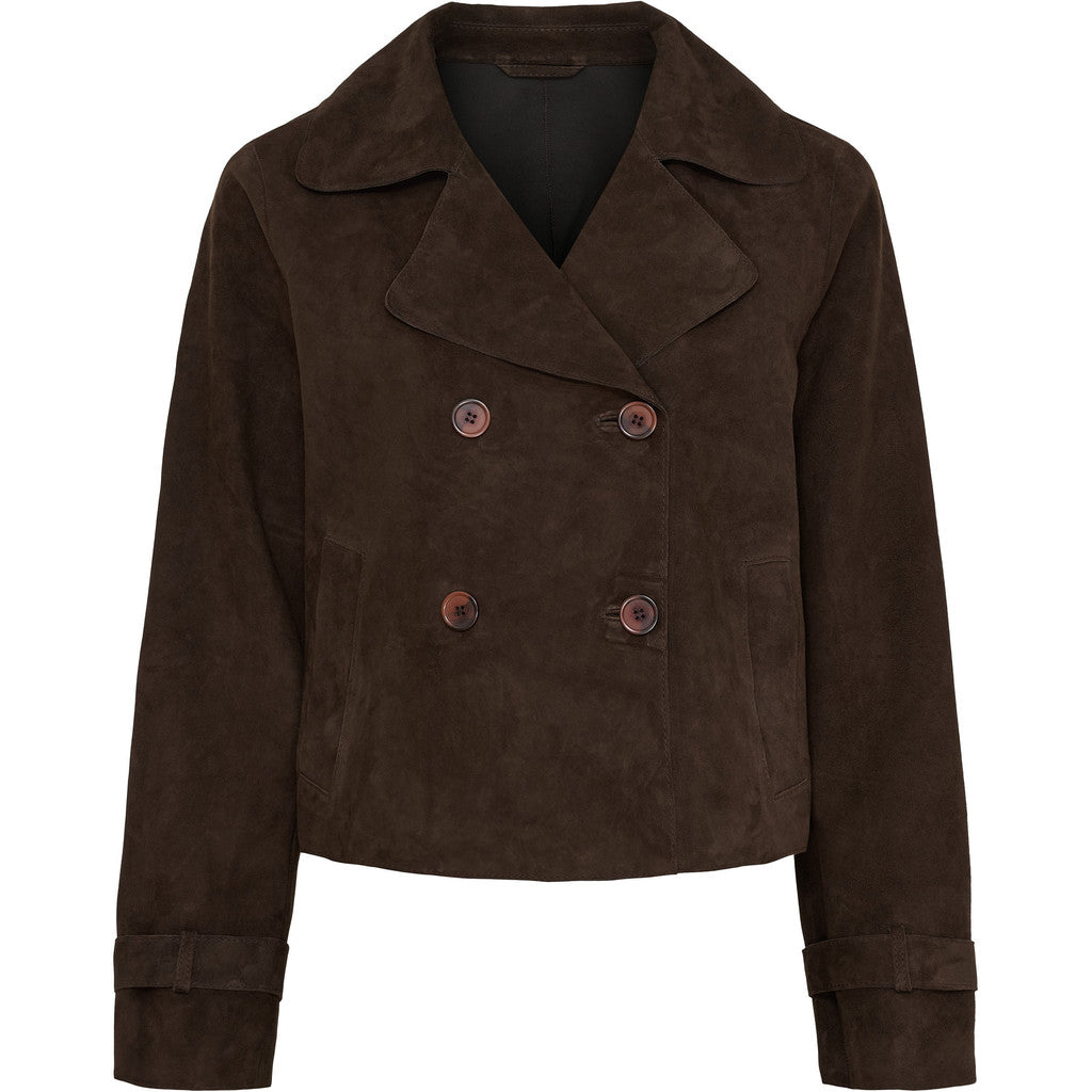 BTFCPH Kort trenchcoat i ruskind Jakker Dark Chocolate Brown