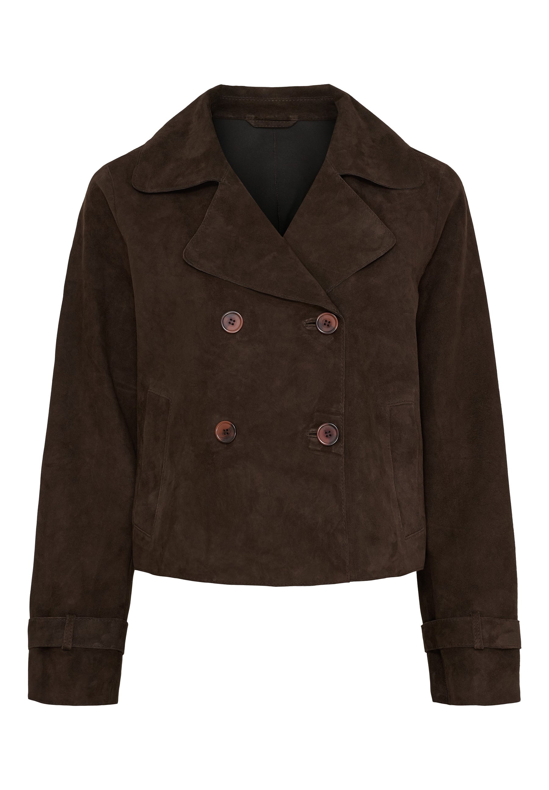 BTFCPH Kort trenchcoat i ruskind Jakker Dark Chocolate Brown