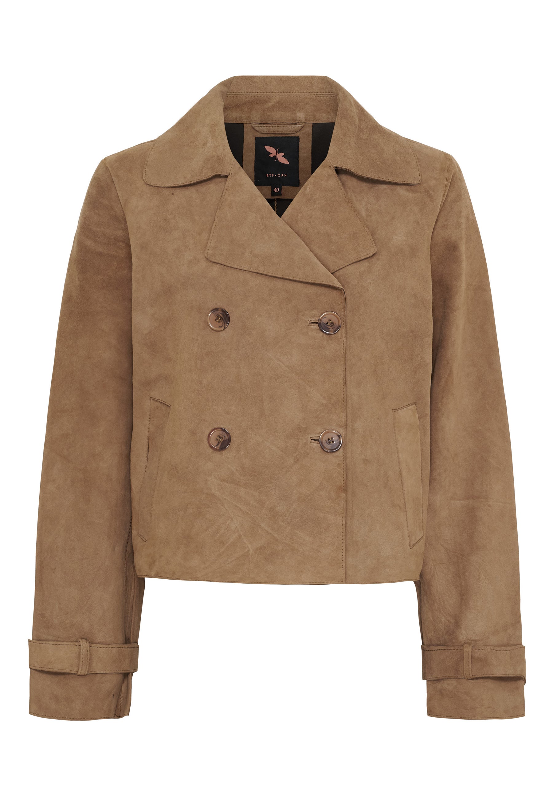 BTFCPH Kort trenchcoat i ruskind Jakker Nude Brown