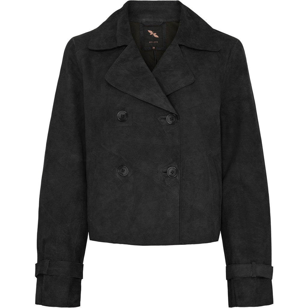 BTFCPH Kort trenchcoat i ruskind Jakker Sort