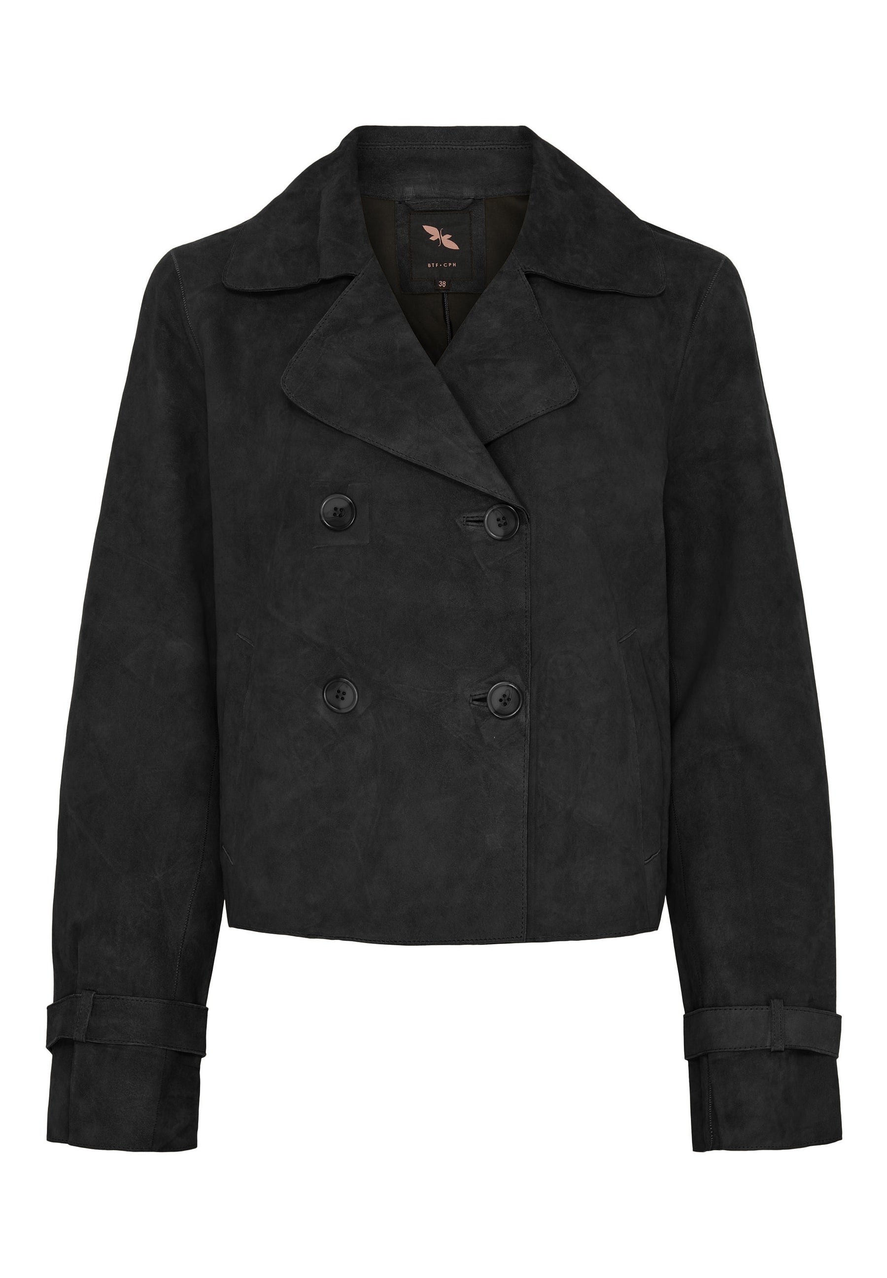 BTFCPH Kort trenchcoat i ruskind Jakker Sort