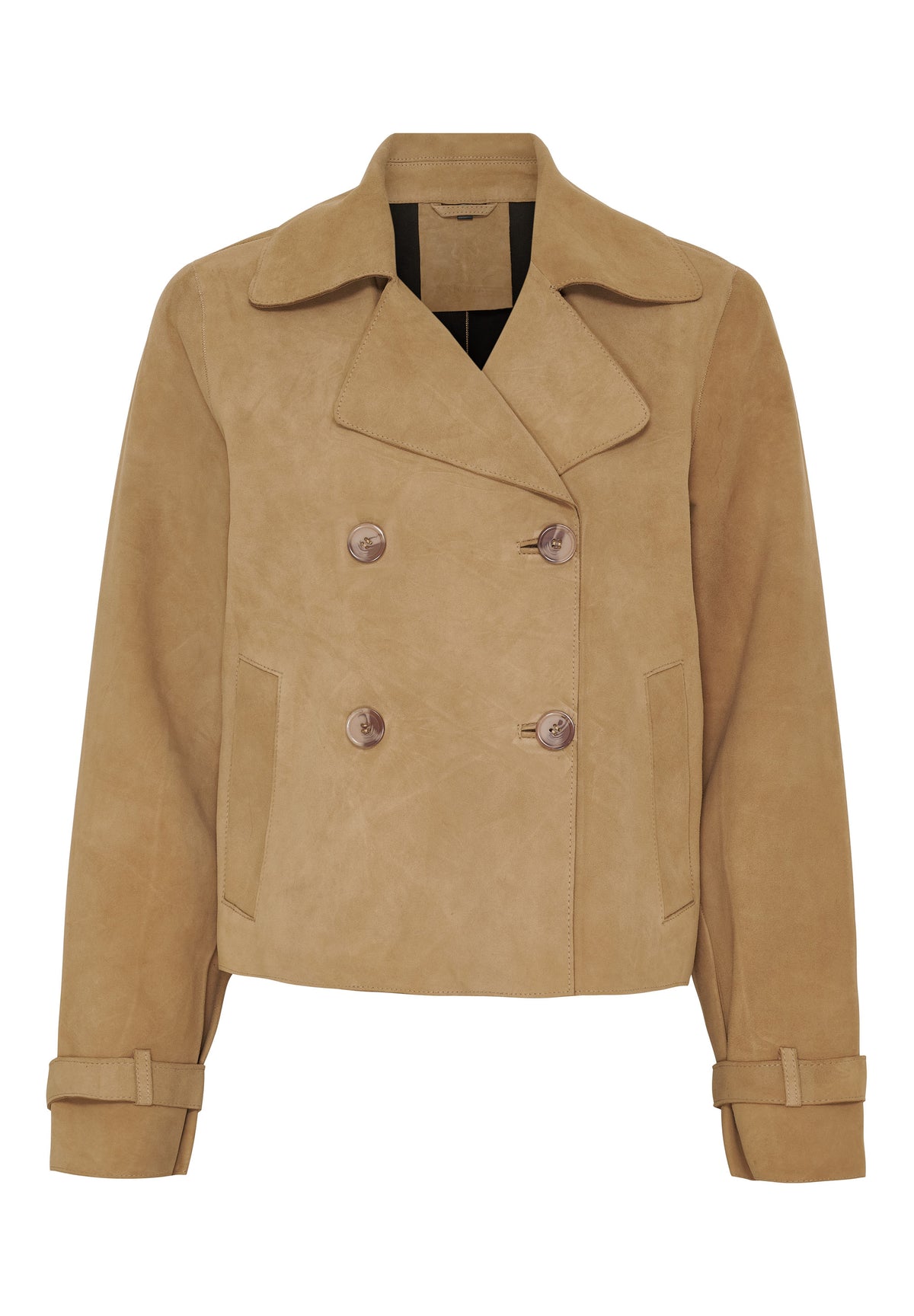 NOTYZ Kort trenchcoat i ruskind Jakker Beige