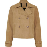 NOTYZ Kort trenchcoat i ruskind Jakker Beige