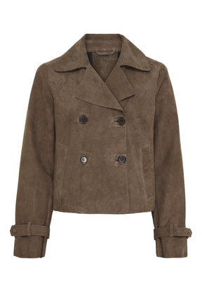 NOTYZ Kort trenchcoat i ruskind Jakker Brun