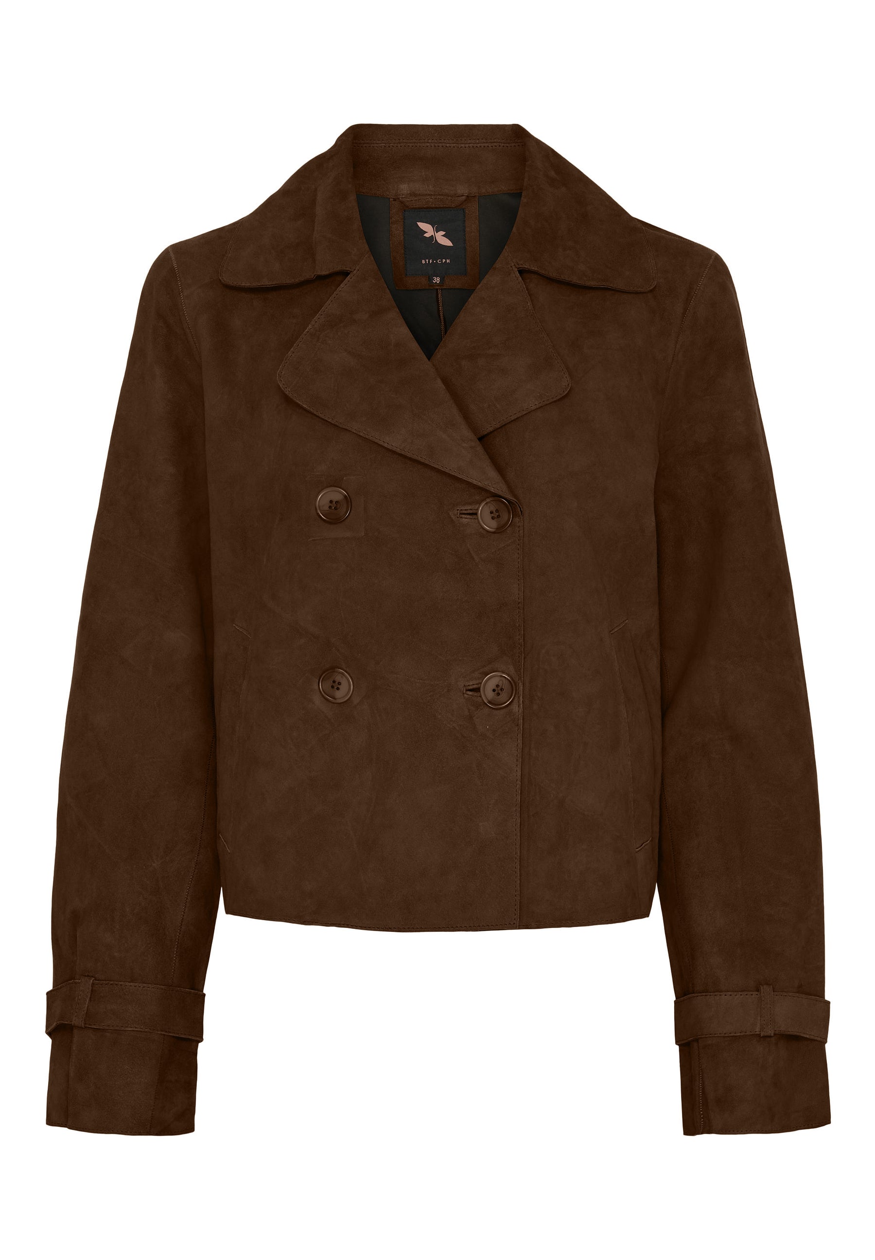 NOTYZ Kort trenchcoat i ruskind Jakker Brun